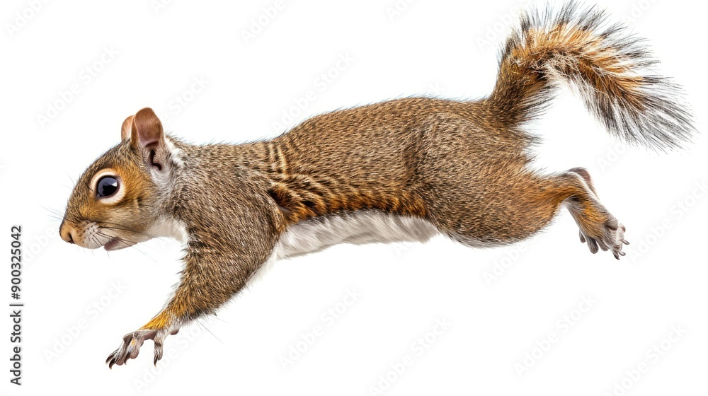 Obraz premium running or jumping squirrel isolated on white background