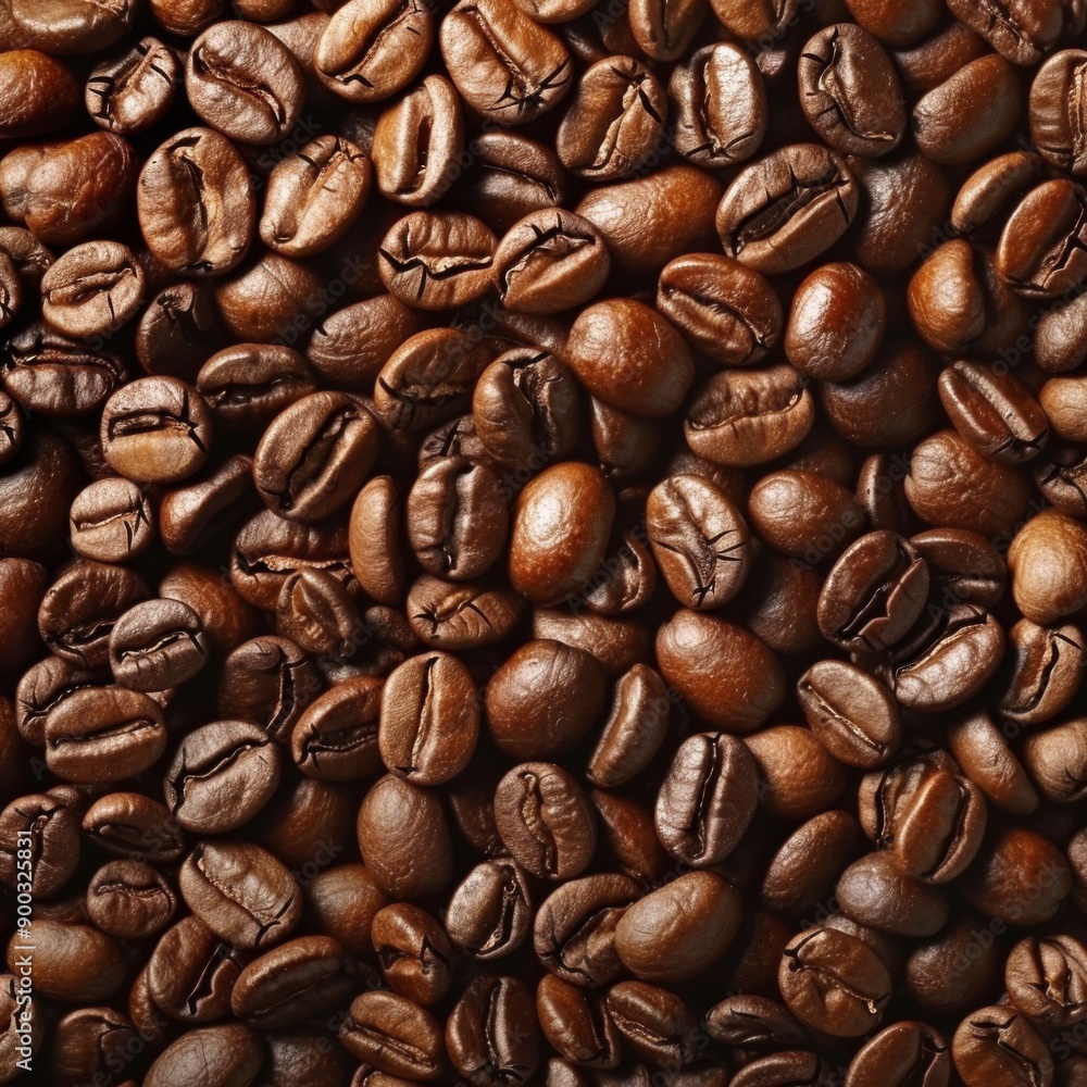 Obraz premium Overhead view of backdrop representing halves of dark brown coffee beans with pleasant scent