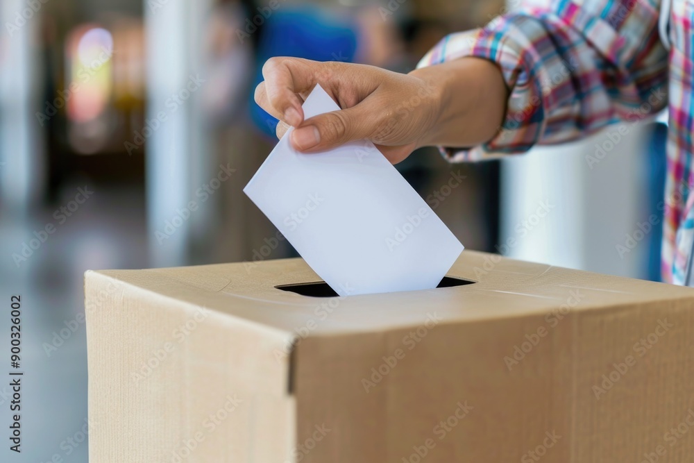 A person filing a document into a cardboard box A person filing a document into a cardboard box