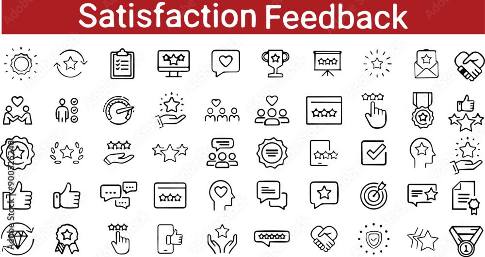 Satisfaction or positive client feedback line icons set. Testimonial, Customer and User Experience related icon. review, application Satisfaction or positive client feedback line icons set. Testimonial, Customer and User Experience related icon. review, application
