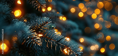 Wallpaper Mural Gold Christmas lights on the green background with Christmas tree on New Year's Eve Torontodigital.ca