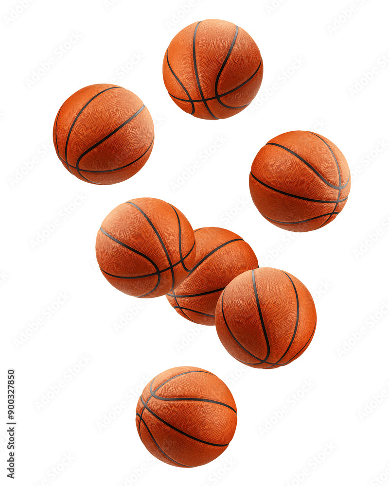 Falling Basketball Ball isolated on white background, full depth of field Falling Basketball Ball isolated on white background, full depth of field