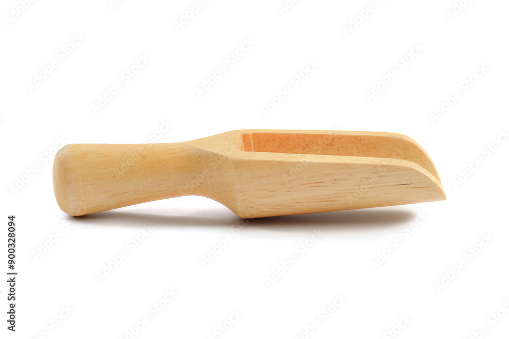 Wooden scoop close up on white background. Wooden scoop close up on white background.