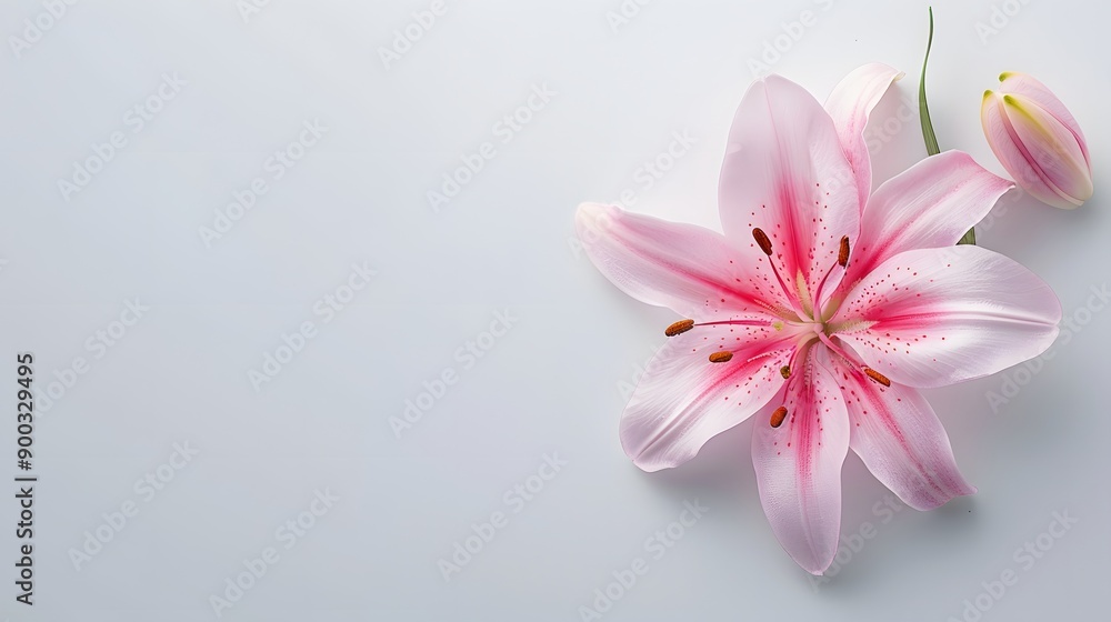 Pink Lily Flower on White Background Pink Lily Flower on White Background
