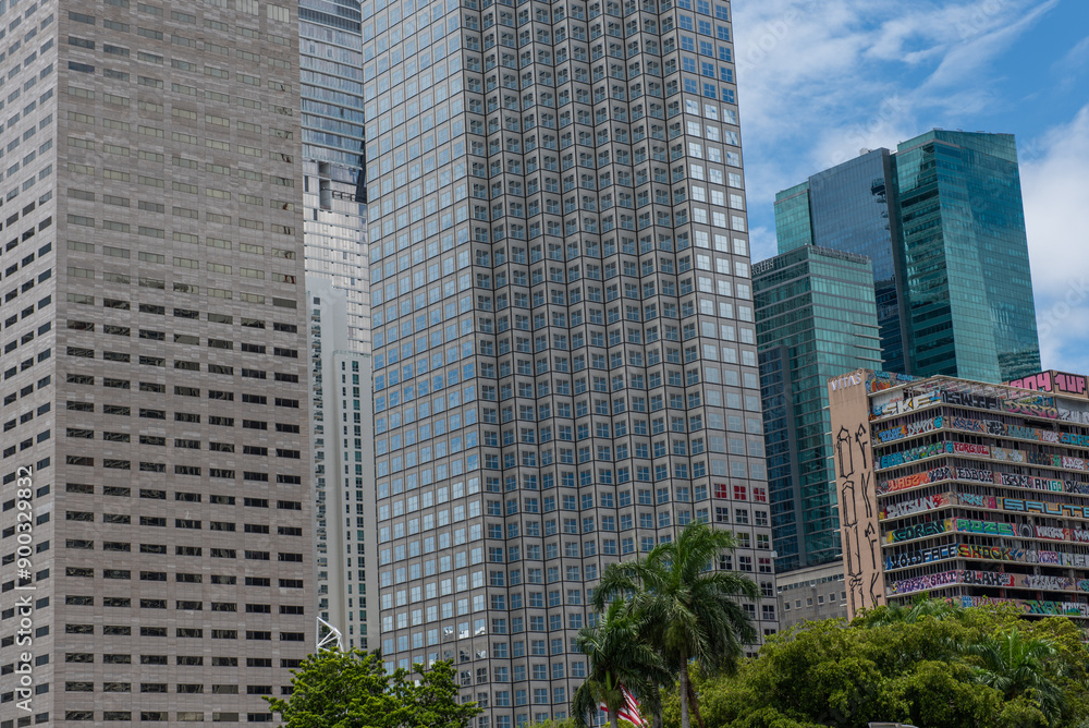 Walking in a hot summer day through Brickell in Miami, Florida Walking in a hot summer day through Brickell in Miami, Florida