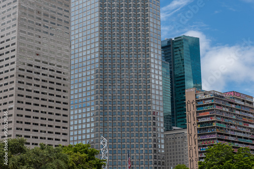 Walking in a hot summer day through Brickell in Miami, Florida