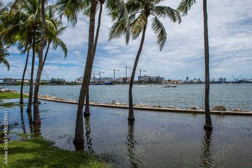 Walking in a hot summer day through Brickell in Miami, Florida