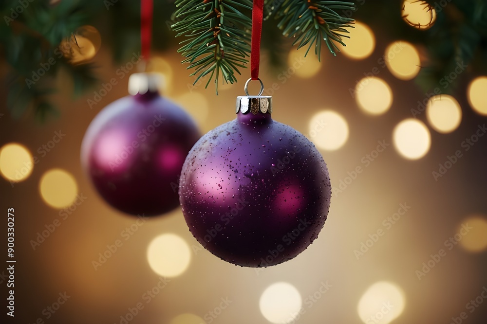 Christmas balls hanging on an out of focus background Generative AI Christmas balls hanging on an out of focus background Generative AI