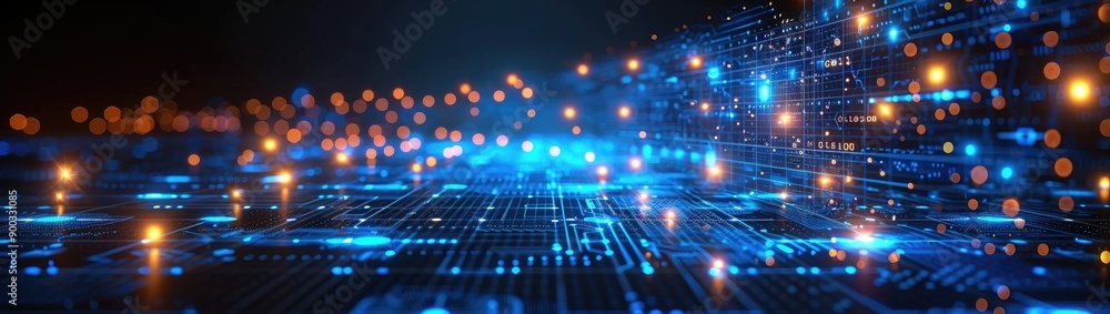 Fototapeta premium blue geometric shape abstract technology background