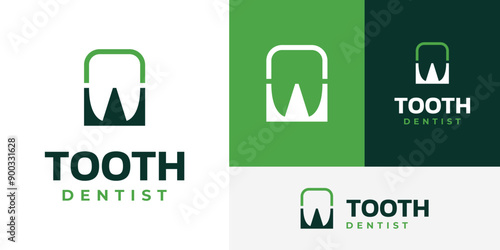 Creative Negative Space Tooth Dental Dentist Dent Logo Design Branding Template