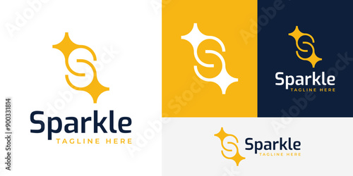 Creative Initial S with Light Spark Sparkle Bright Logo Design Branding Template