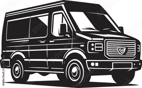 Wallpaper Mural Vintage Cargo Van silhouette flat vector illustration isolated on a white background Torontodigital.ca