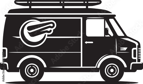 Vintage Cargo Van silhouette flat vector illustration isolated on a white background