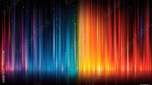 Vertical streaks of bright color illuminated against a dark background