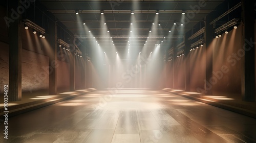 A large empty room with a spotlight shining on it. Stage background