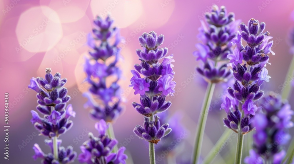 Naklejka premium Lavender: Fragrant and soothing, lavender symbolizes serenity, grace, and calmness, making it a popular choice in aromatherapy for relaxation and tranquility.