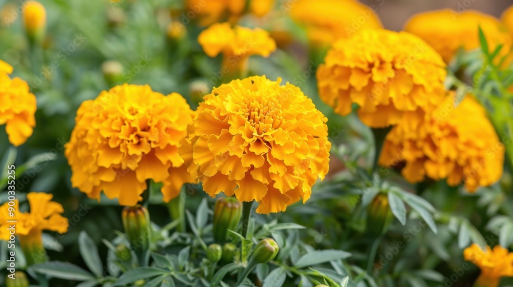 Marigold: Marigolds, vibrant and tough, symbolize passion and creativity, commonly adorning celebrations and festivals with their lively and eye-catching colors.
Marigold: Marigolds, vibrant and tough, symbolize passion and creativity, commonly adorning celebrations and festivals with their lively and eye-catching colors.