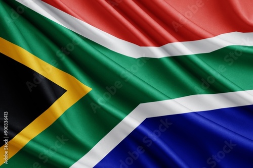 Close up full framed wave South Africa fabric flag background