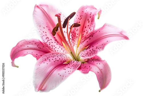 Pink Lily Flower Isolated on White Background