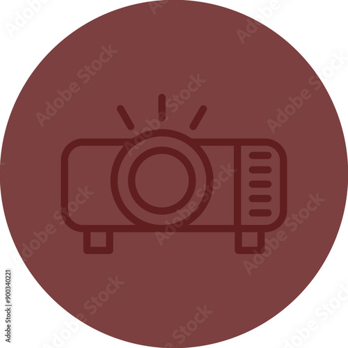 Projector Vector Line Maroon Circle Maroon