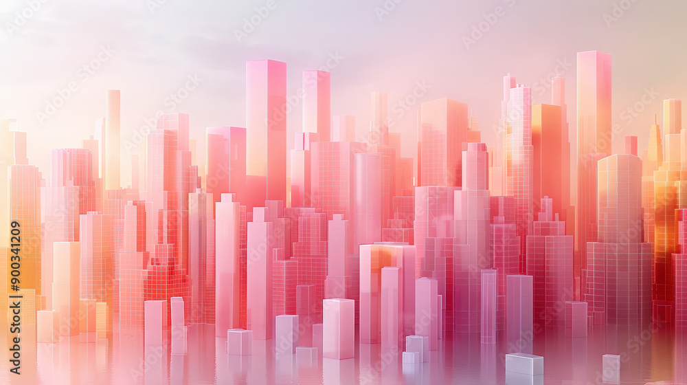 3D render of a cityscape made of pastel-colored investment charts, investment, urban development and finance. 3D render of a cityscape made of pastel-colored investment charts, investment, urban development and finance.