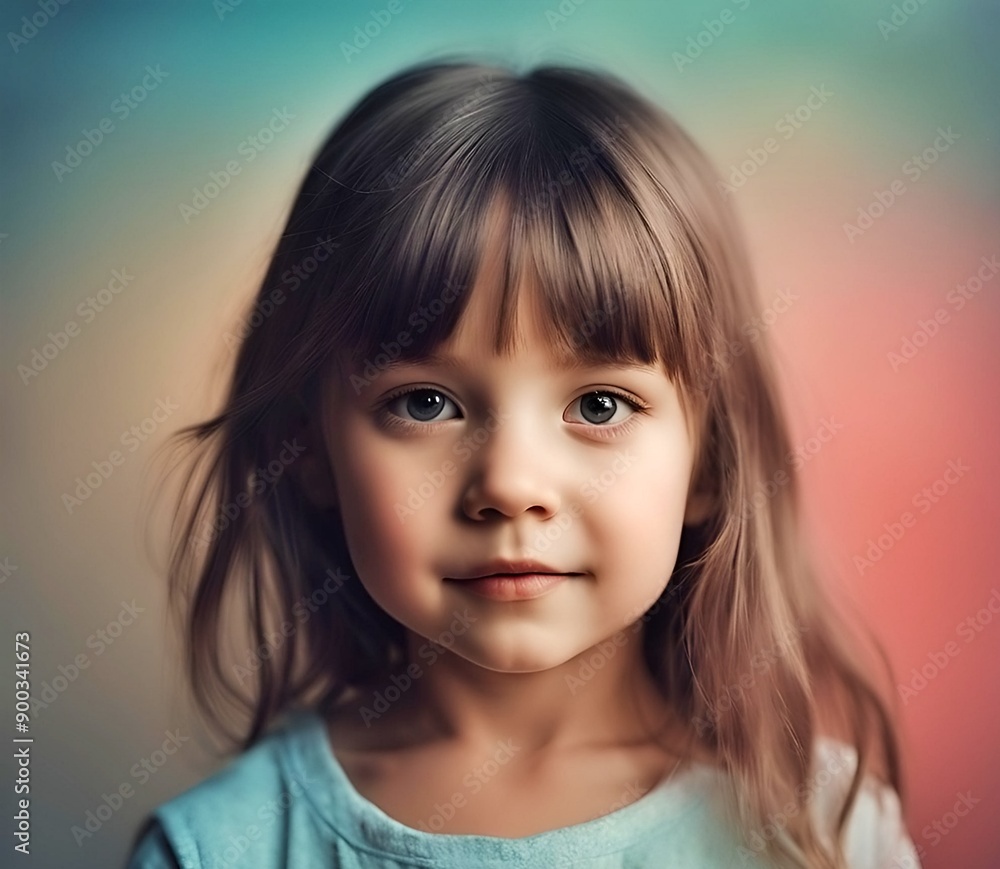 Portrait of a Young Girl with a Soft Colorful Background Portrait of a Young Girl with a Soft Colorful Background