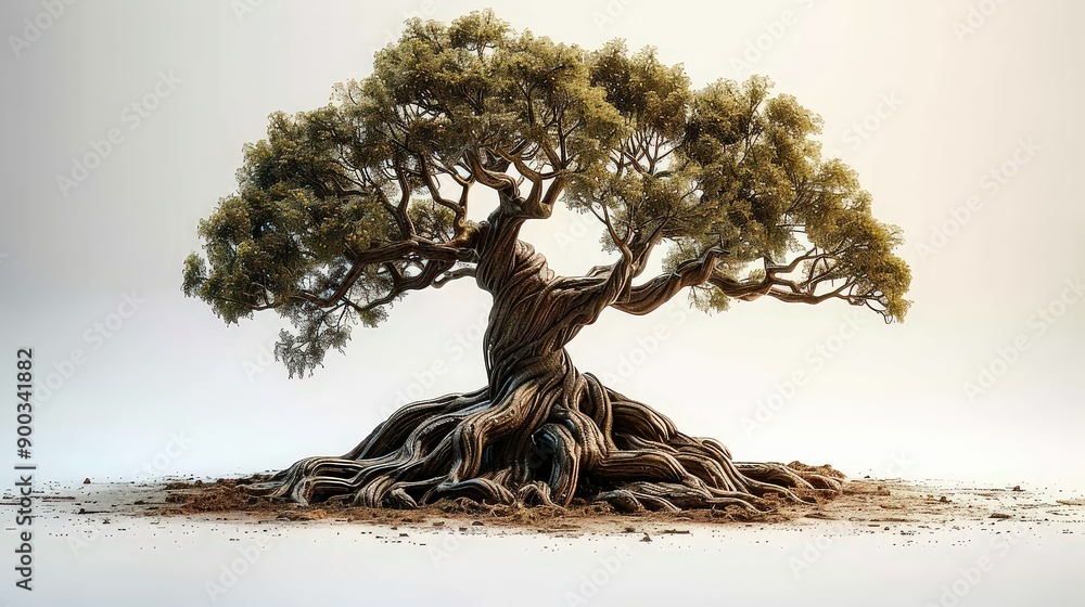 Capture a detailed illustration of a tree with an intricate network of ...