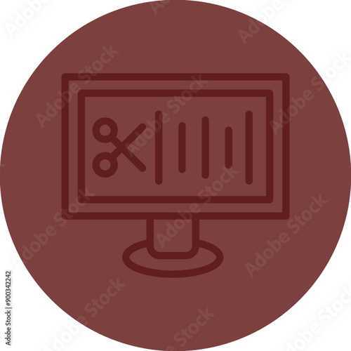 Audio Editing Vector Line Maroon Circle Maroon