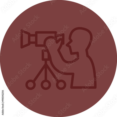 Camera Operator Vector Line Maroon Circle Maroon