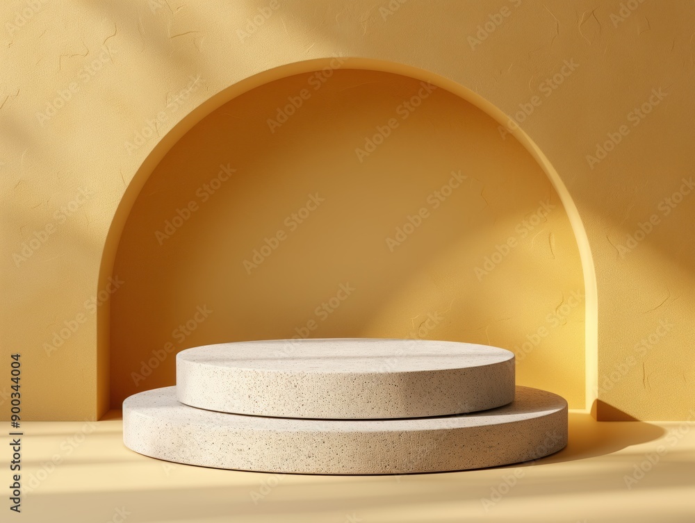 Minimalist Stone Platforms in Yellow Archway Minimalist Stone Platforms in Yellow Archway