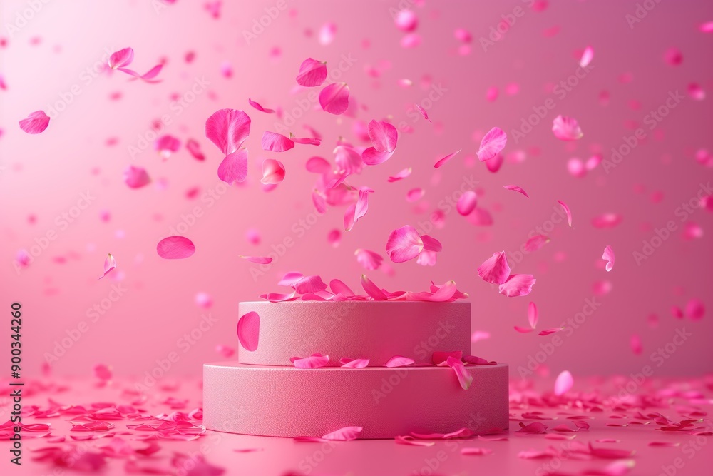 Romantic Pink Cake with Rose Petals Romantic Pink Cake with Rose Petals