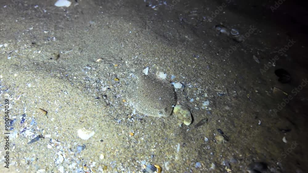 A small flounder swimming in shallow water, Venice Beach, video 4k, 60 fps A small flounder swimming in shallow water, Venice Beach, video 4k, 60 fps