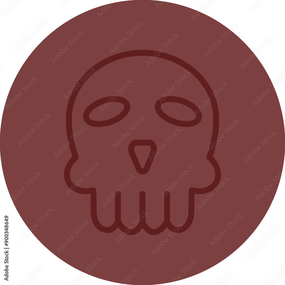 Obraz premium Skull Vector Line Maroon Circle Maroon