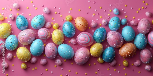 Easter Colorful background with a prominent empty space in the center, designed for custom text or graphics, enhancing your seasonal presentation.