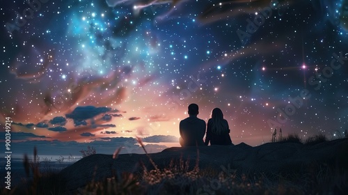 Friends Enjoying a Magical Night of Stargazing Under a Clear Sky © Анастасия Птицова