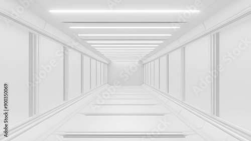 Futuristic square room with high-tech white lighting and clean design  suitable for sci-fi and advanced technology themes  