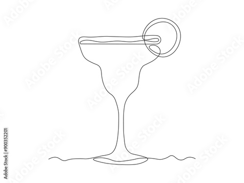 Abstract cocktail margarita, martini, alcohol, lemonade,bar. continuous single line art drawing sketch, logo