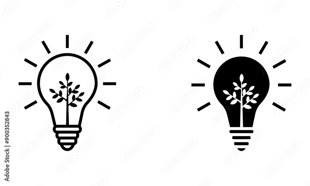 lightbulb with tree, illustration of green and sustainable energy icon vector lightbulb with tree, illustration of green and sustainable energy icon vector