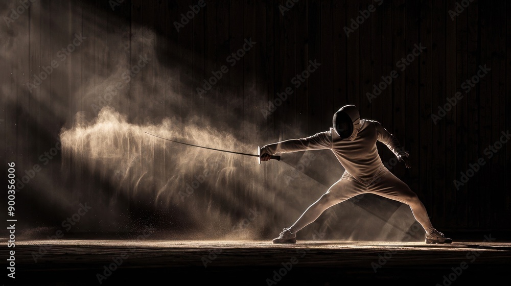 custom made wallpaper toronto digitalA man is fencing with a sword in a dark room