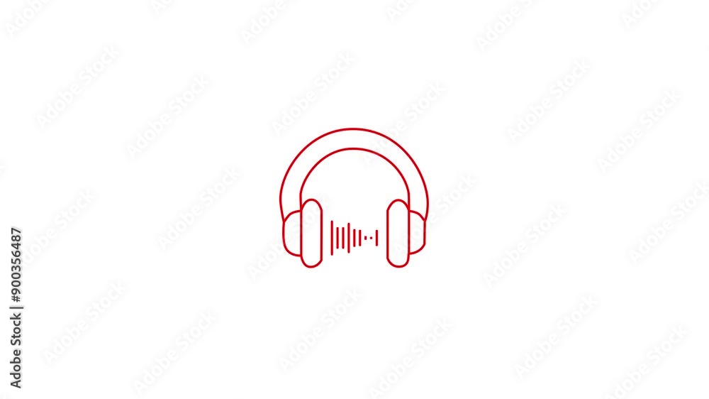 Wireless headphones animation isolated on white background. headphones icon animation. Headphones line icon Motion graphics 4k video motion. Wireless headphones animation isolated on white background. headphones icon animation. Headphones line icon Motion graphics 4k video motion.