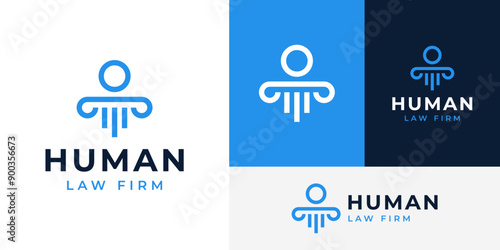 Simple Human People Pillar Law Attorney Firm Logo Design Branding Template