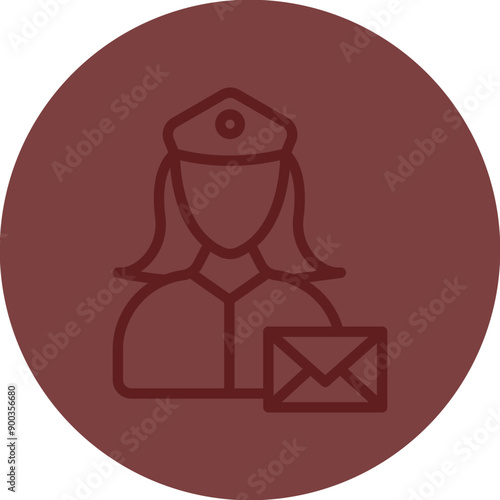 Post Women Vector Line Maroon Circle Maroon