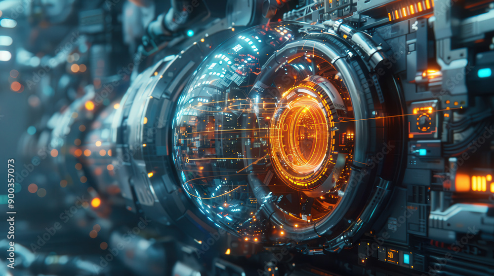 Machinery upgrade, holographic diagnostics, modern factory, advanced industrial technology Machinery upgrade, holographic diagnostics, modern factory, advanced industrial technology