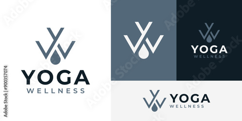 Initial W Y Wellness Wellbeing Healthy Yoga Essential Oil Logo Design Branding Template