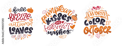 Cute hand drawn doodle lettering quote about autumn, fall. Lettering for t-shirt design, mug print, bag print, clothes fashion. 100% hand drawn vector image.
