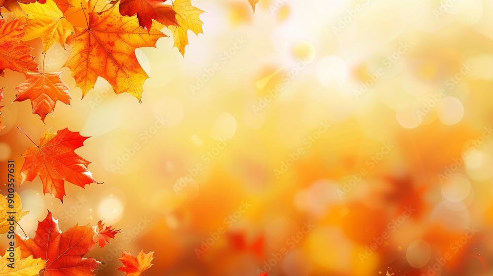 Vivid autumn foliage close up of maple leaves in red, orange, yellow on blurred golden background Vivid autumn foliage close up of maple leaves in red, orange, yellow on blurred golden background