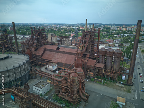 Obraz na płótnie Aerial view of abandoned steel mill in Ostrava, Moravian-Silesian Region, Czech Republic