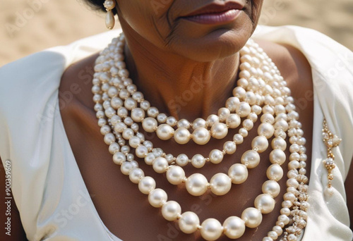 Closeup-view-of-an-elderly women weraing necklac photo