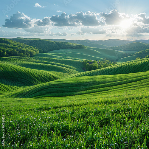 Moravia, spring, field, landscape, biobelts, ribbon. Made with generative ai
