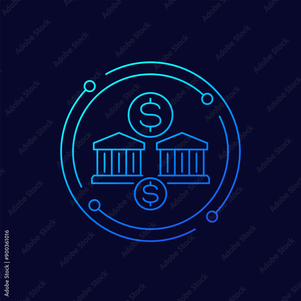 banks, financial sector icon, linear design banks, financial sector icon, linear design